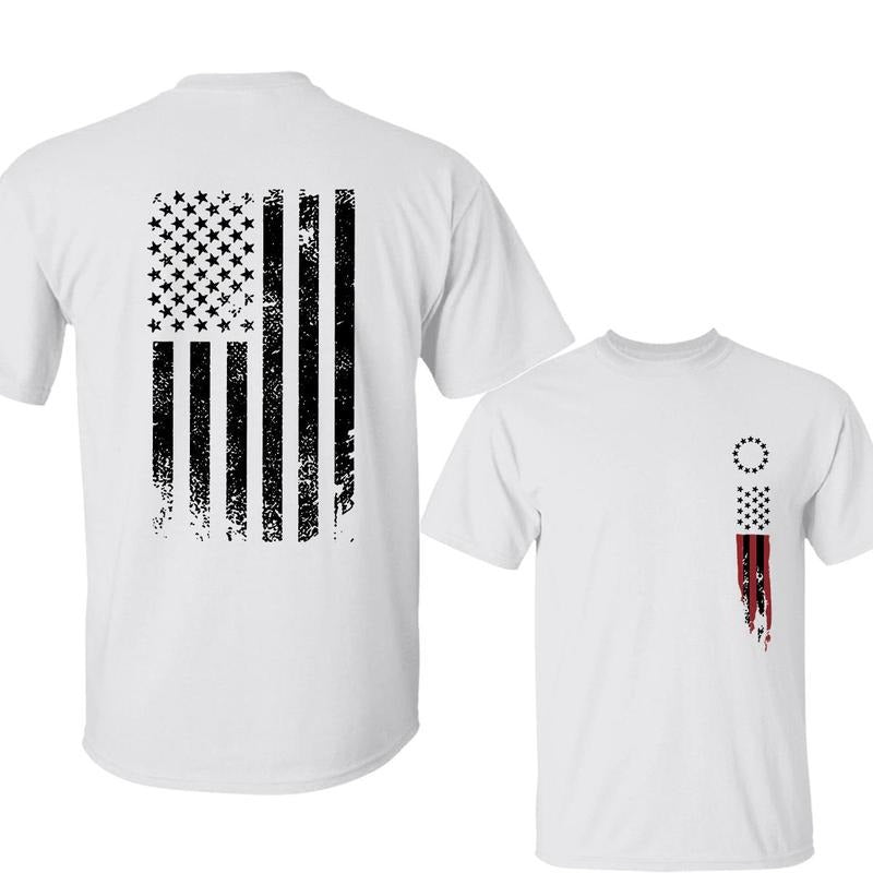 Men's American Flag Print T-Shirt, Short Sleeve, Casual Fit for All Seasons Hoodie, Sweatshirt | DripVista.com