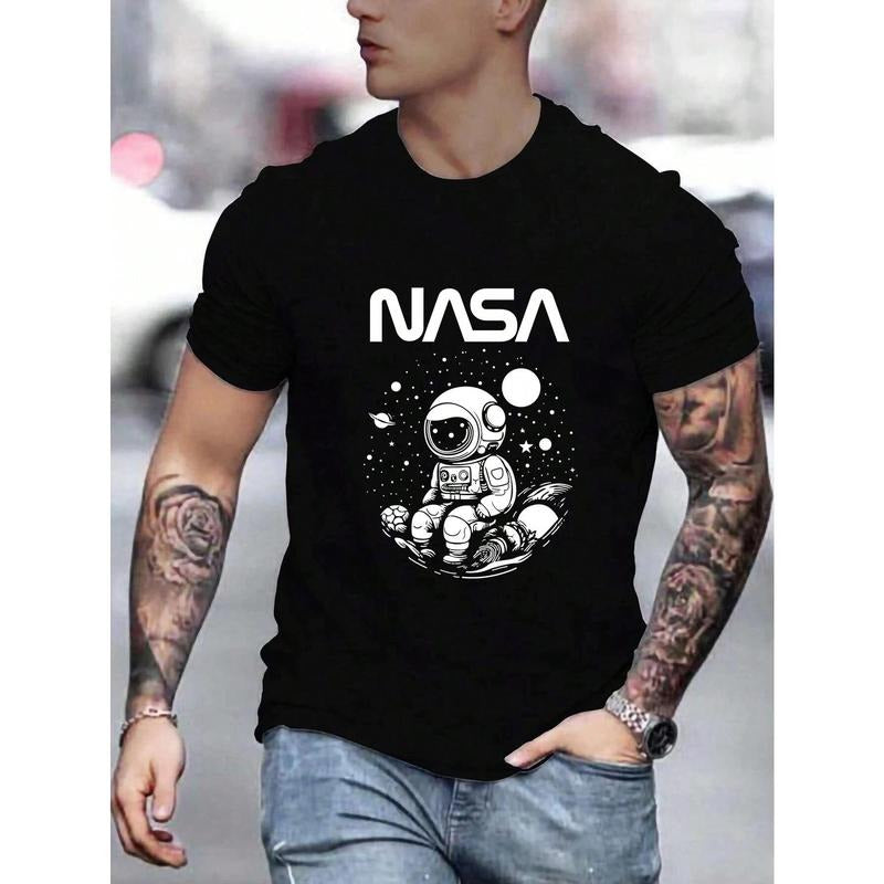 Men's Astronaut And Text Printed T-shirt Made in USA Hoodie, Sweatshirt | DripVista.com