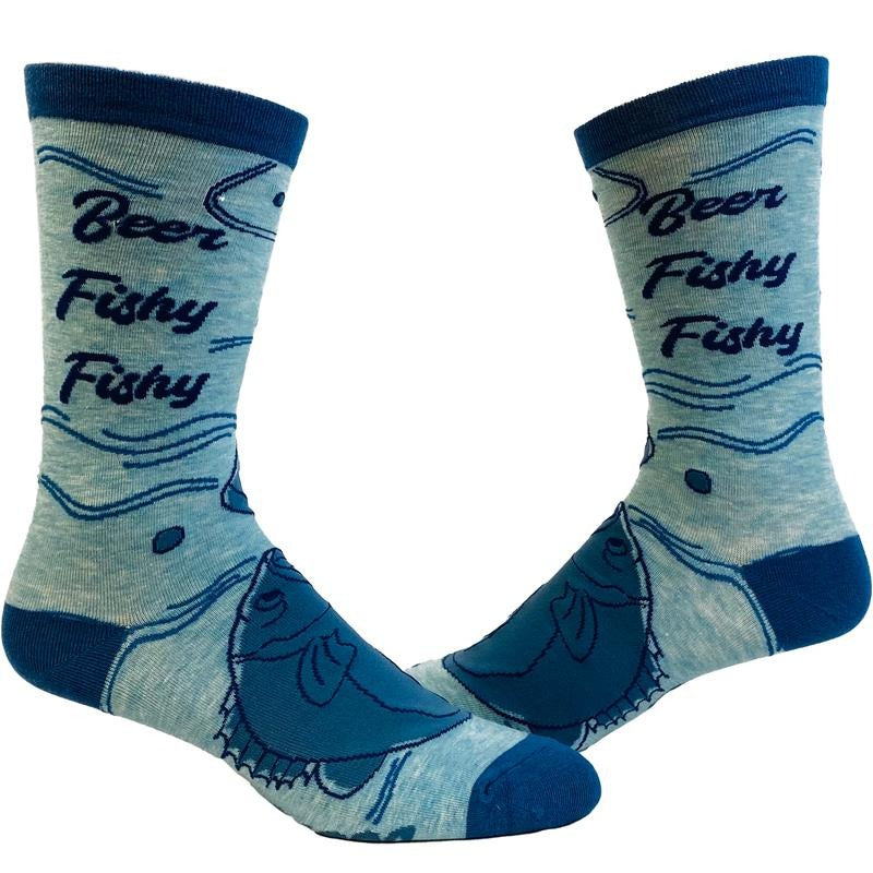 Men's Beer Fishy Fishy Socks Funny Fisherman Father's Day Beer Drinking Novelty Footwear Funny Graphic Socks Comfortable...
