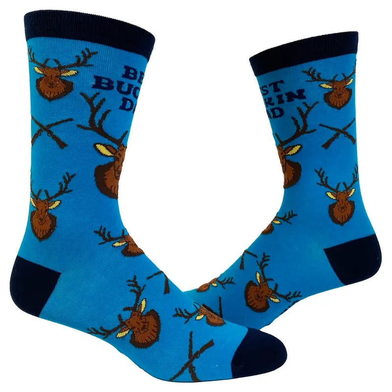 Men's Best Buckin' Dad Ever Socks Funny Fathers Day Hunting Footwear Funny Graphic Socks Comfortable Fitted Spandex...