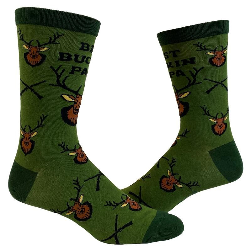 Men's Best Buckin Papa Socks Funny Fathers Day Deer Hunting Graphic Novelty Footwear Funny Graphic Socks Comfortable...