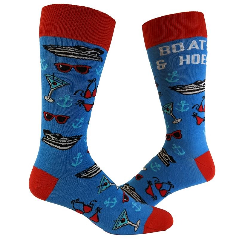 Men's Boats And Hoes Socks Funny Movie Quote Martini Sunglasses Graphic Humor Footwear Funny Graphic Socks Comfortable...