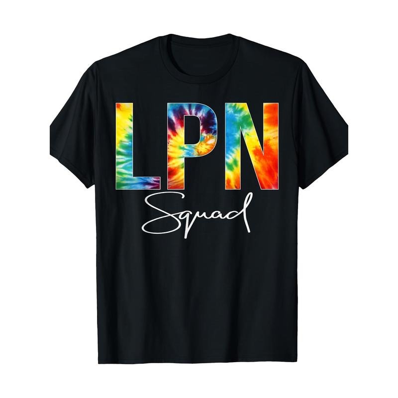 Men's Bold Tie-Dye LPN Team Graphic Tee - 100% Cotton, Crew Neck, Short Sleeve