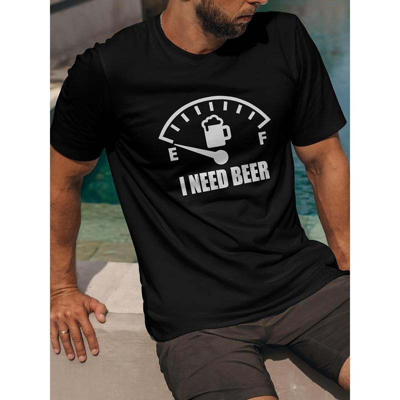 Men's Breathable 3D Print T-Shirt - Summer Casual, Sporty & Stretchy Cotton Blend, Machine Washable Made in USA