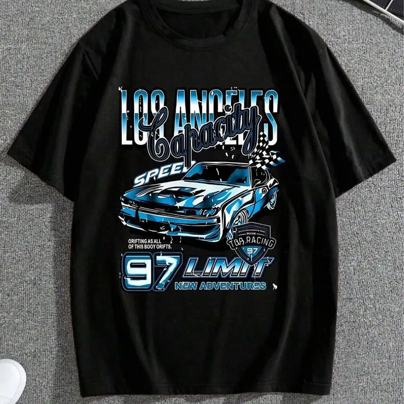 Men's Cartoon Car Graphic Print Round Neck Tee, Streetwear, Men Summer Top T-shirt Hoodie, Sweatshirt | DripVista.com
