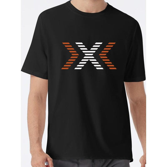 Men's Casual Letter Print T-Shirt - Short Sleeve, Round Neck, Cotton, Machine Washable - Dark Gray with Stylish "X" Design, Ideal for All Seasons Made in USA