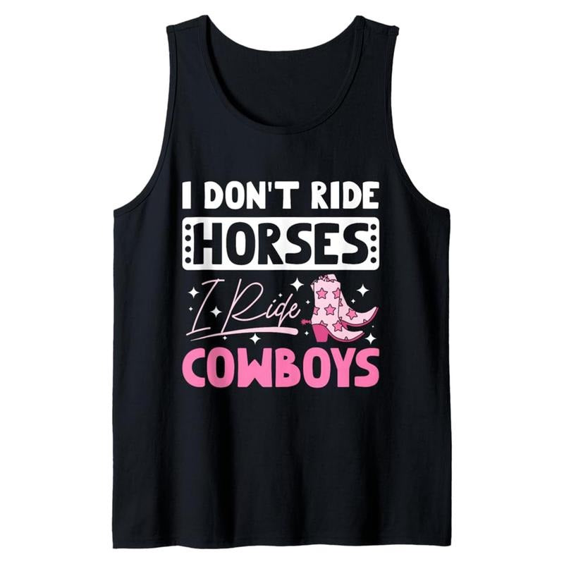 Men's Cotton Western Cowboy Print Sleeveless Tank Top - "I Ride COWBOYS" Graphic, Loose Fit, Summer Casual Outfit,...