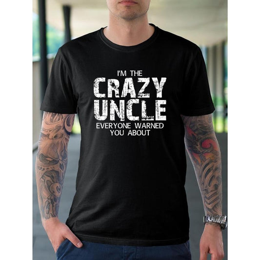 Men's Crew Neck T-Shirt - Breathable, Casual, Stylish Big & Tall Top with Comfortable Fit - Crazy Uncle Print Made in USA
