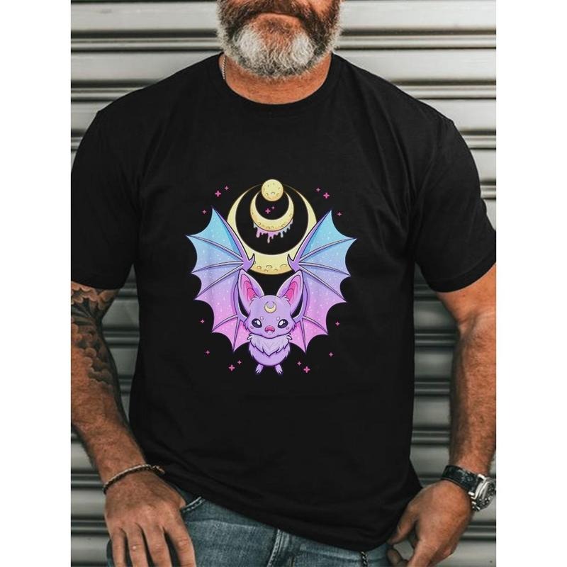 Men's Cute Kawaii Bat Print T-Shirt
