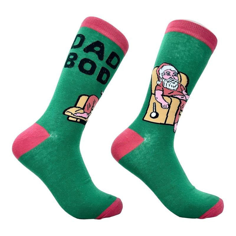 Men's Dad Bod Santa Socks Funny Xmas Drinking Lazy Fat Santa Claus Joke Footwear Funny Graphic Socks Comfortable Fitted...