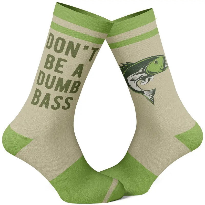 Men's Don't Be A Dumb Bass Socks Funny Fishing Father's Day Dumbass Novelty Footwear Funny Graphic Socks Comfortable...