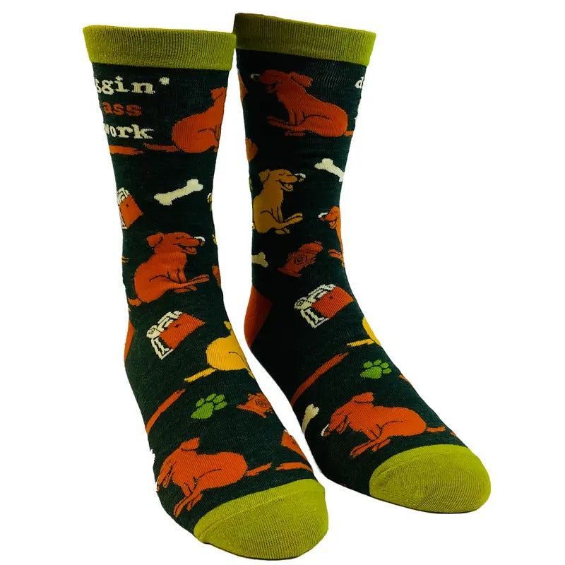 Men's Dragging My Butt To Work Socks Funny Dog Office Lazy Novelty Footwear Funny Graphic Socks Comfortable Fitted...