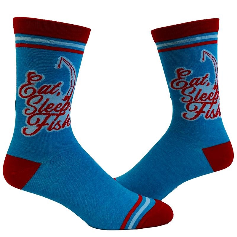 Men's Eat Sleep Fish Socks Funny Fishing Lover Father's Day Graphic Footwear Funny Graphic Socks Comfortable Fitted...