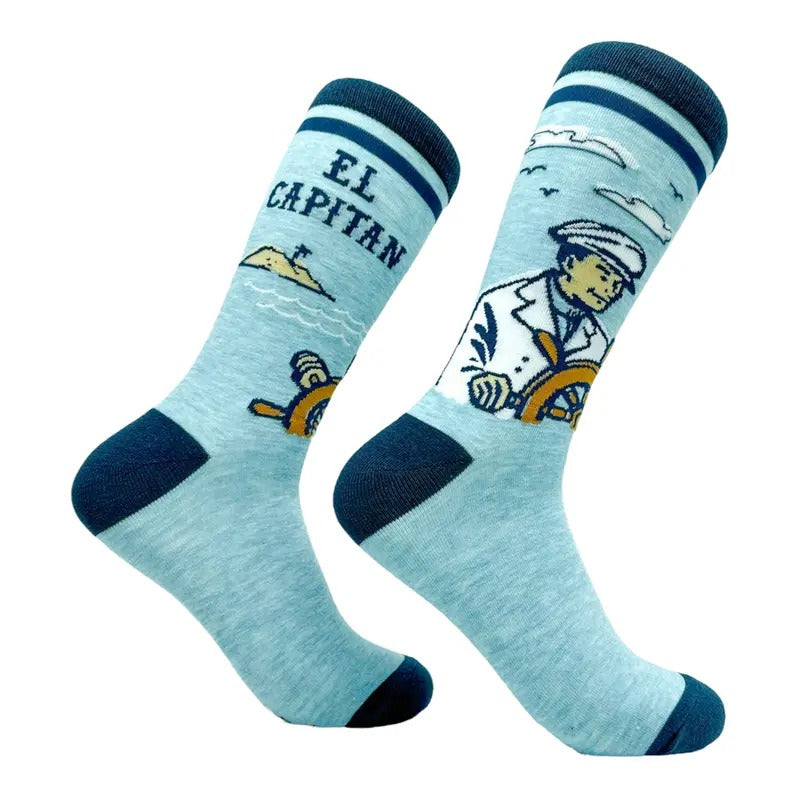 Men's El Capitan Socks Funny Cool Sea Naval Capitan Sailor Footwear Funny Graphic Socks Comfortable Fitted Spandex Cotton...