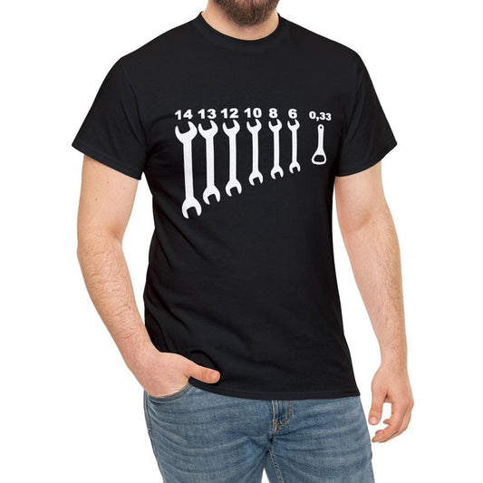 Men's Fashion Tool Pattern Cotton Sports T-shirt, Casual Stretch Round Neck Tee Shirt For Summer Made in USA