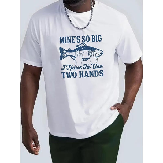 Men's Fish Graphic T-shirt, Casual Mid Stretch Breathable Tee, Men's Clothing For Summer Outdoor Made in USA