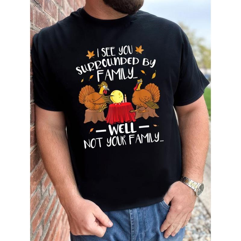 Men's Fun Turkey Thanksgiving Cotton Printed T-shirt made in usa Hoodie, Sweatshirt | DripVista.com