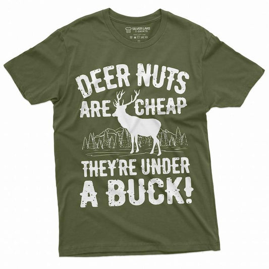 Men's Funny Deer Nuts Are Cheap Humor Shirt Birthday Gifts Hunting Hunter Papa Grandpa Dad Shirts