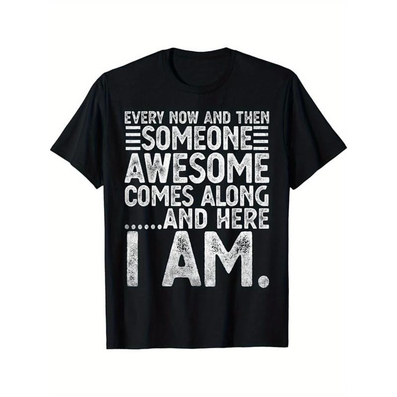 Men's Funny Print Cotton Top, Casual Short Sleeve Crew Neck T-shirt, Men's Clothing For Outdoor made in usastyle{n002}2...