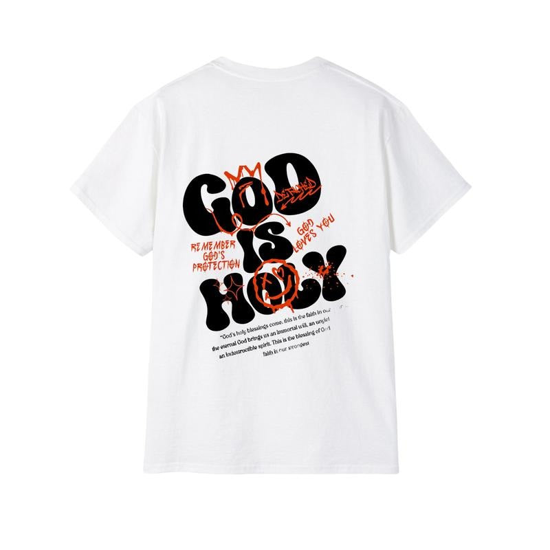 Men's God Is Holy Print T-Shirt - Trendy Christian Unisex Full Color Comfortable Fabric Hoodie, Sweatshirt | DripVista.com
