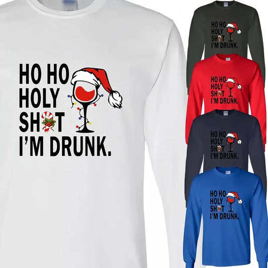 Men's Ho Ho Funny Santa Chirtmas Full Sleeve T-Shirt USA Xmas New Gift Unisex