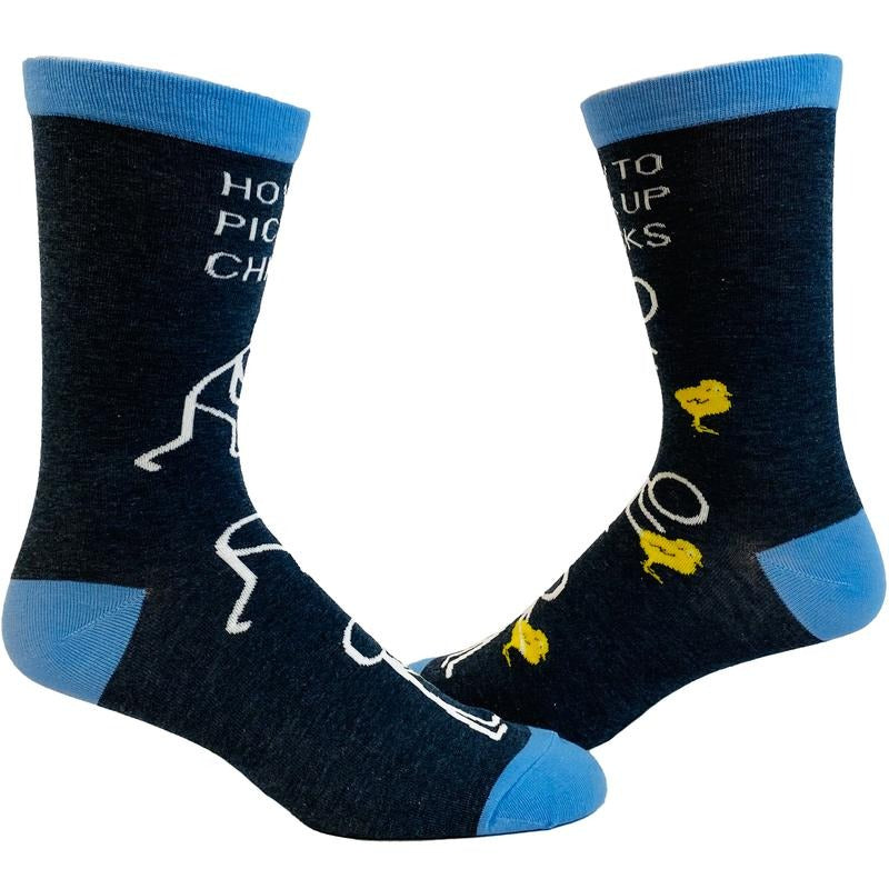 Men's How to Pick Up Chicks Socks Funny Easter Gift Footwear Funny Graphic Socks Comfortable Fitted Spandex Cotton...