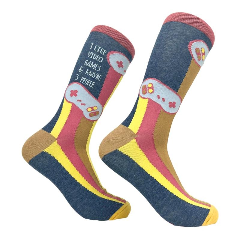 Men's I Like Video Games and Maybe 3 People Socks Funny Introverted Gaming Lovers Footwear Funny Graphic Socks...