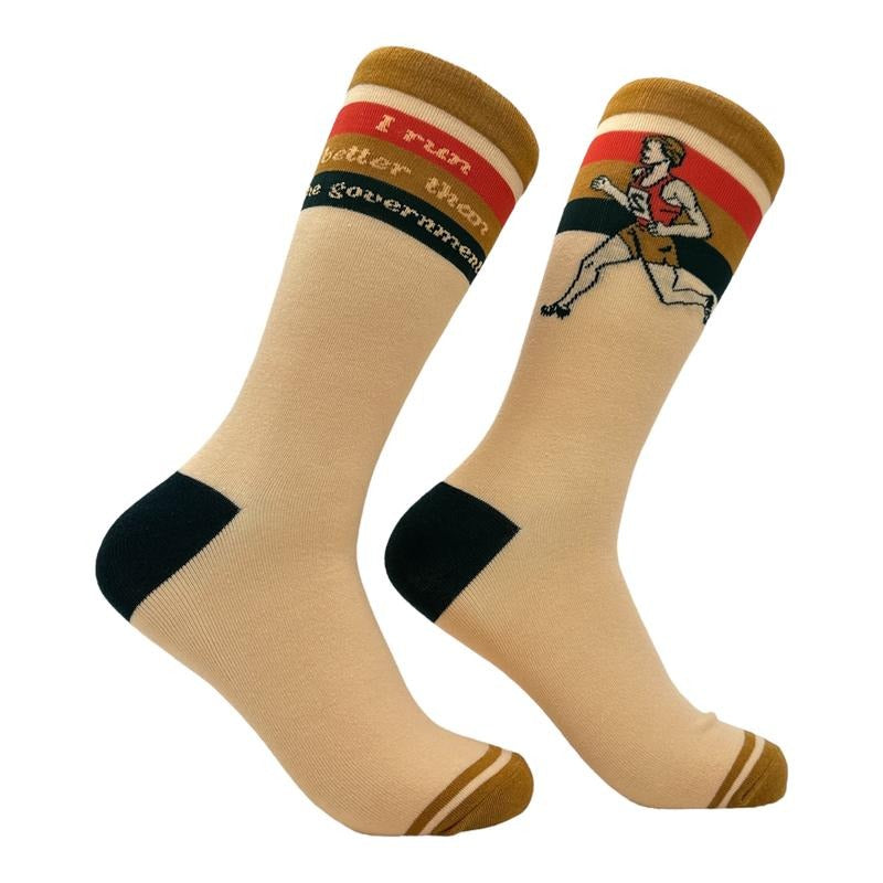 Men's I Run Better Than The Government Socks Funny Sarcastic Novelty Footwear Funny Graphic Socks Comfortable Fitted...