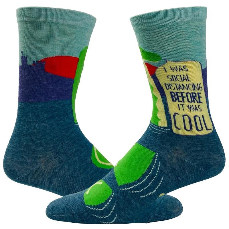 Men's I Was Social Distancing Before It Was Cool Socks Funny Loch Ness Monster Novelty Footwear Funny Graphic Socks...