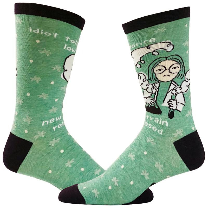 Men's Idiot Tolerance Socks Funny New Strain Released Nerdy Science Stupid People Footwear Funny Graphic Socks...