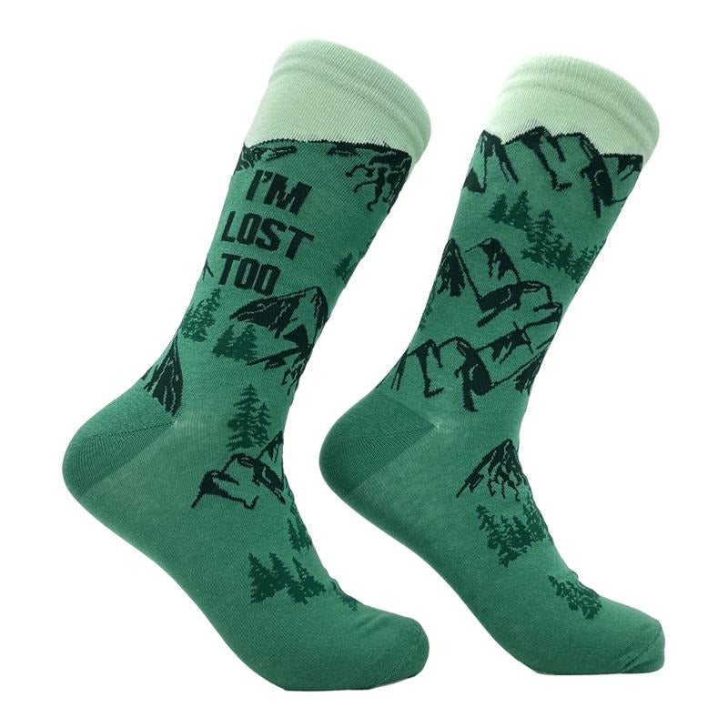 Men's Im Lost Too Socks Funny Sarcastic Camping Graphic Novelty Footwear Funny Graphic Socks Comfortable Fitted Spandex...