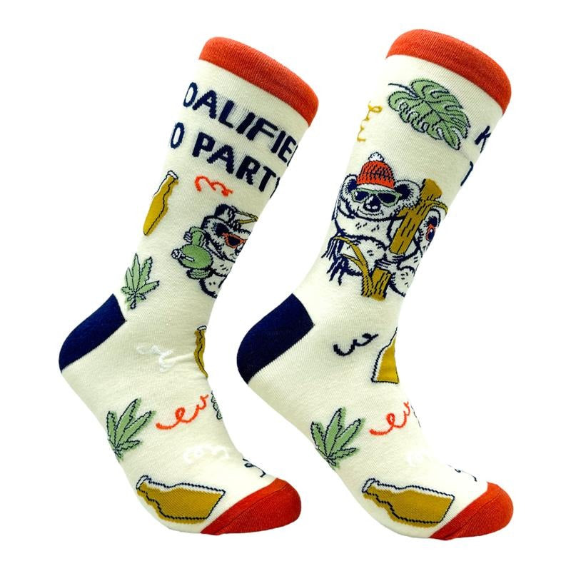 Men's Koalified to Party Socks Funny Partying Drinking Smoking Koala Joke Footwear Funny Graphic Socks Comfortable Fitted...