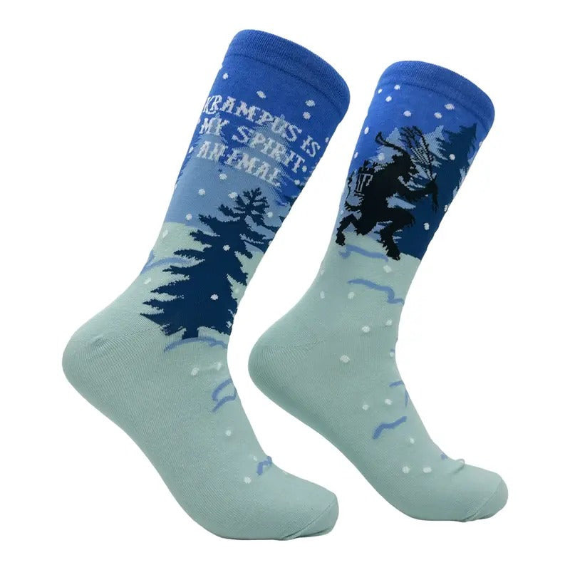 Men's Krampus Is My Spirit Animal Socks Funny Sarcastic Christmas Novelty Footwear Funny Graphic Socks Comfortable Fitted...