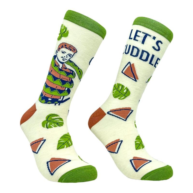 Men's Lets Cuddle Socks Funny Snake Constrictor Hug Joke Footwear Funny Graphic Socks Comfortable Fitted Spandex Cotton...