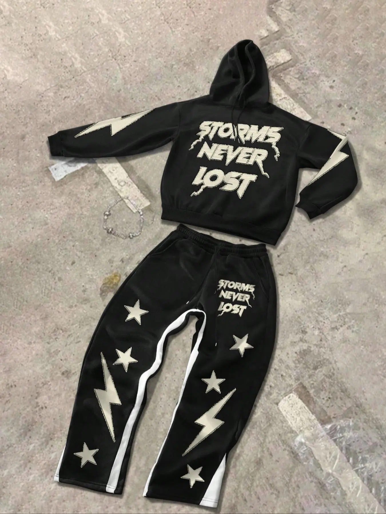 Men's Letter Print Hoodie & Sweatpants Two-piece Set, Regular Fit Casual Long Sleeve Hooded Sweatshirt & Jogger Pants for...