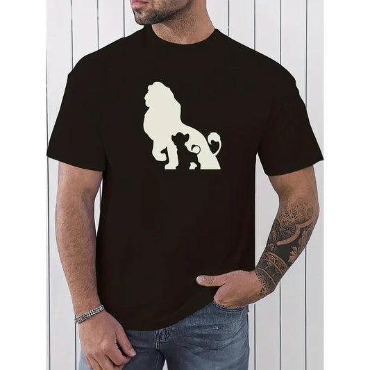 Men's Lion Graphic Tee | Comfort-Fit & Durable | Easy-Care Crew Neck | Fashion-Forward Casual Summer Top Made in USA