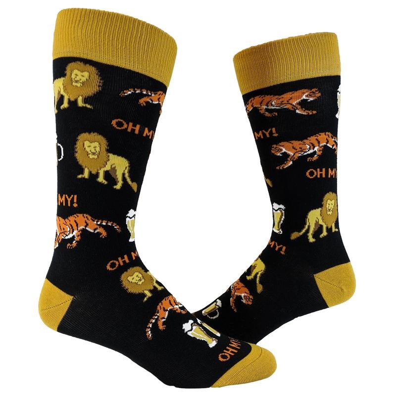 Men's Lions Tigers And Beers Socks Funny Zoo Animals Big Cats Drinking Novelty Footwear Funny Graphic Socks Comfortable...