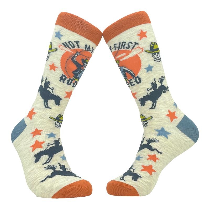 Men's Not My First Rodeo Socks Funny Cowboy Western Sarcastic Novelty Footwear Funny Graphic Socks Comfortable Fitted...