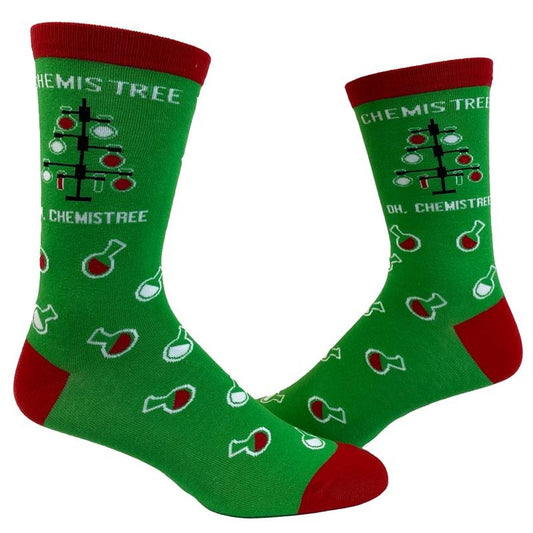 Men's Oh Chemis Tree Socks Funny Christmas Tree Chemistry Science Nerdy Graphic Novelty Footwear Funny Graphic Socks Comfortable Fitted Spandex Cotton