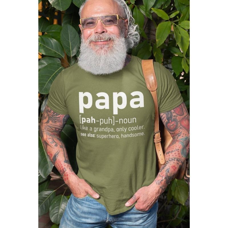 Men's Papa Shirt Papa Definition T-Shirt Father's Day Papa Shirt Papa Gifts Grandpa Shirt Superhero Cool Handsome Papa Shirt Funny Gift