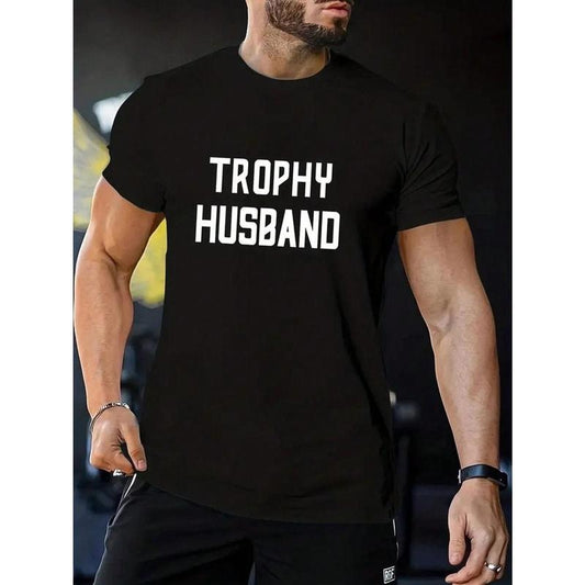 Men's Plus Size Letter Print Crew Neck T-Shirt Made in USA