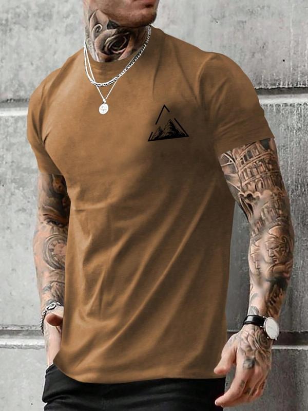 Men's Regular Fit Round Neck Short Sleeve Graphic Tee, Casual Crew Neck T-Shirt for Summer, Fashion Men's Top for Daily...