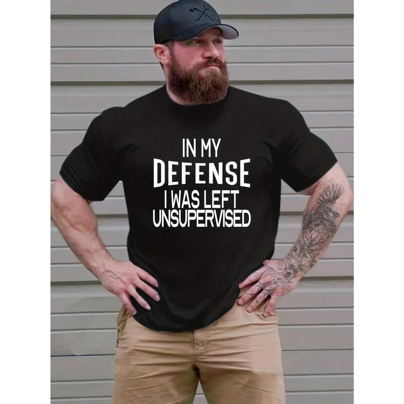 Men's Slogan Print Round Neck Short Sleeve Casual T-Shirt Made in USA Hoodie, Sweatshirt | DripVista.com