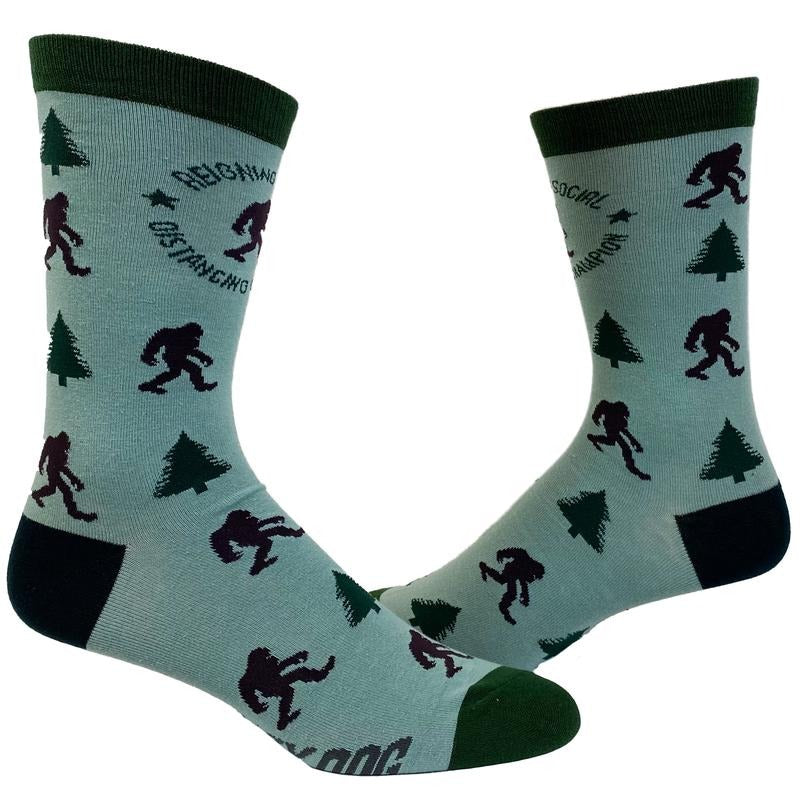 Men's Social Distancing Champion Socks Funny Bigfoot Quarantine Sasquatch Graphic Novelty Footwear Funny Graphic Socks...
