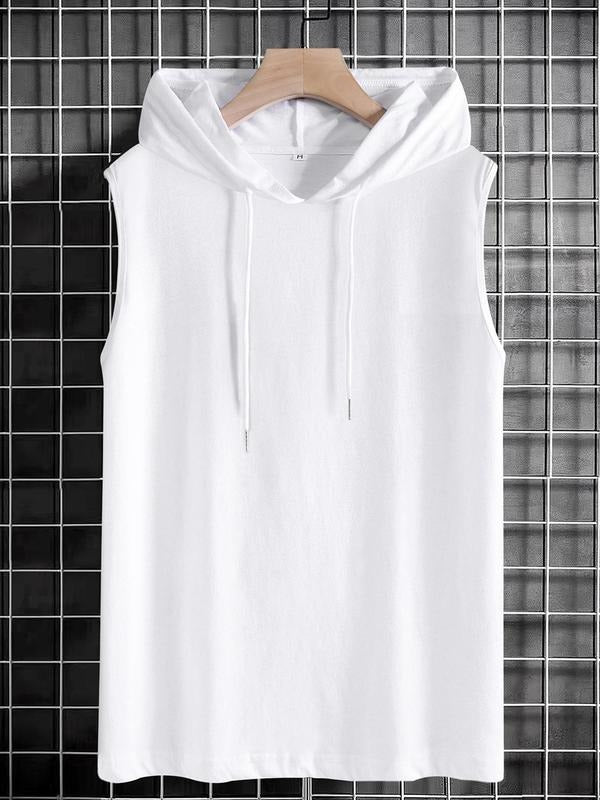 Men's Solid Color Hooded Tank Top, Regular Fit Casual Sleeveless Top for Summer, Men's Clothes for Daily Wear, Socks...