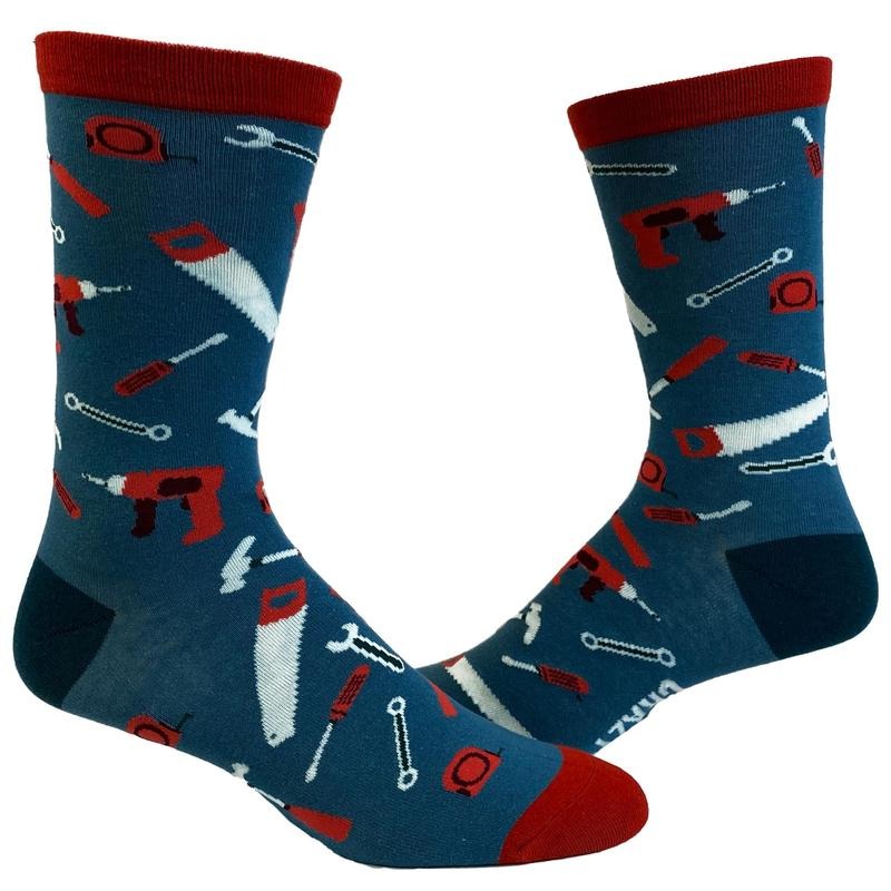 Men's Tools Socks Funny Fathers Day Handyman Hammer Screwdriver Graphic Novelty Footwear Funny Graphic Socks Comfortable...