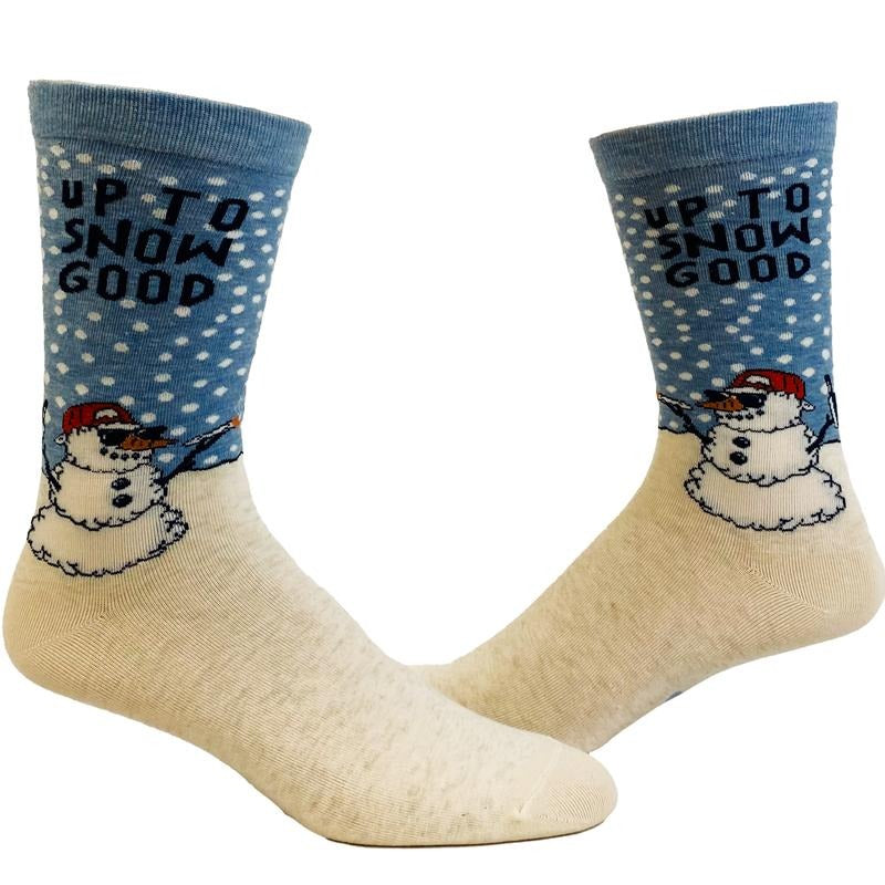 Men's Up to Snow Good Socks Funny Christmas Winter Weather Snowman Novelty Footwear Funny Graphic Socks Comfortable...