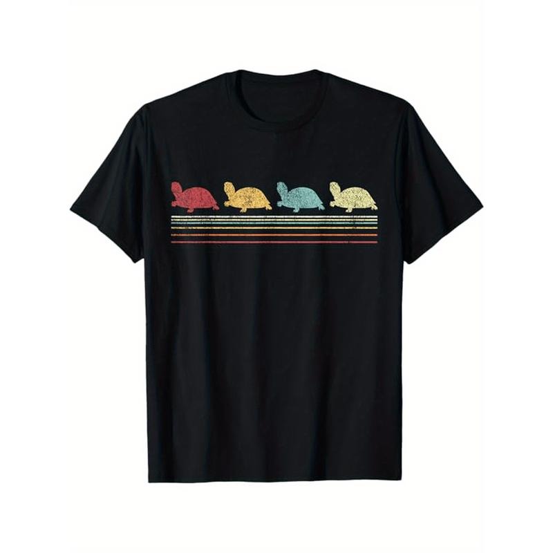 Men's Vintage Tortoise Print Cotton Tee