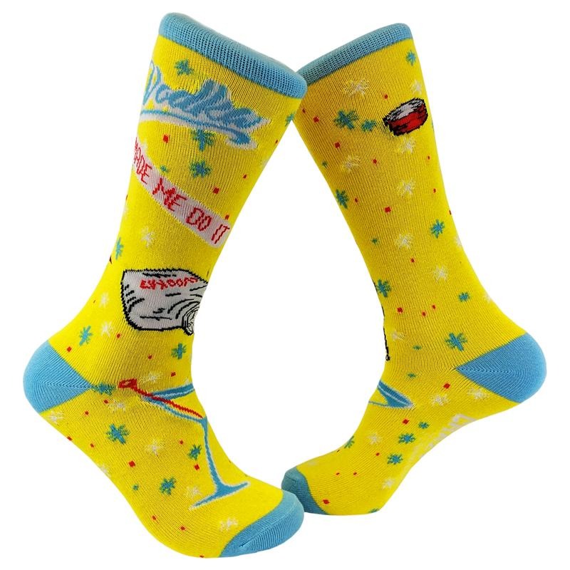 Men's Vodka Made Me Do It Socks Funny Novelty Saying Drinking Party Footwear Funny Graphic Socks Comfortable Fitted...