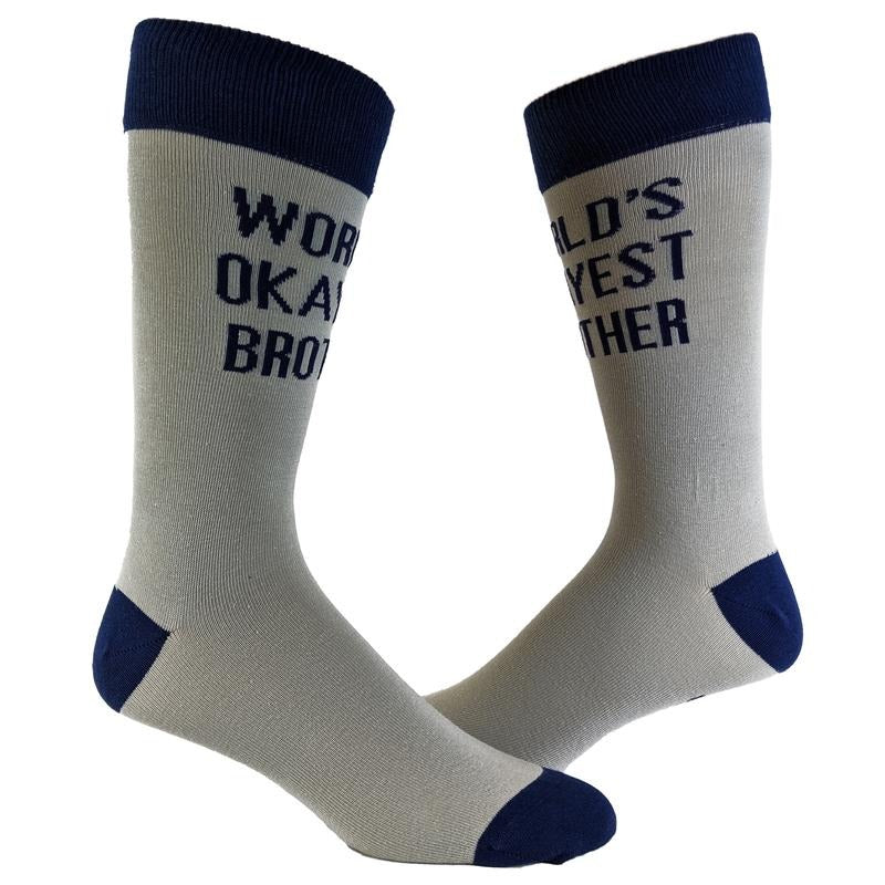 Men's World's Okayest Brother Socks Funny Cool Family Bro Graphic Novelty Footwear Funny Graphic Socks Comfortable Fitted...